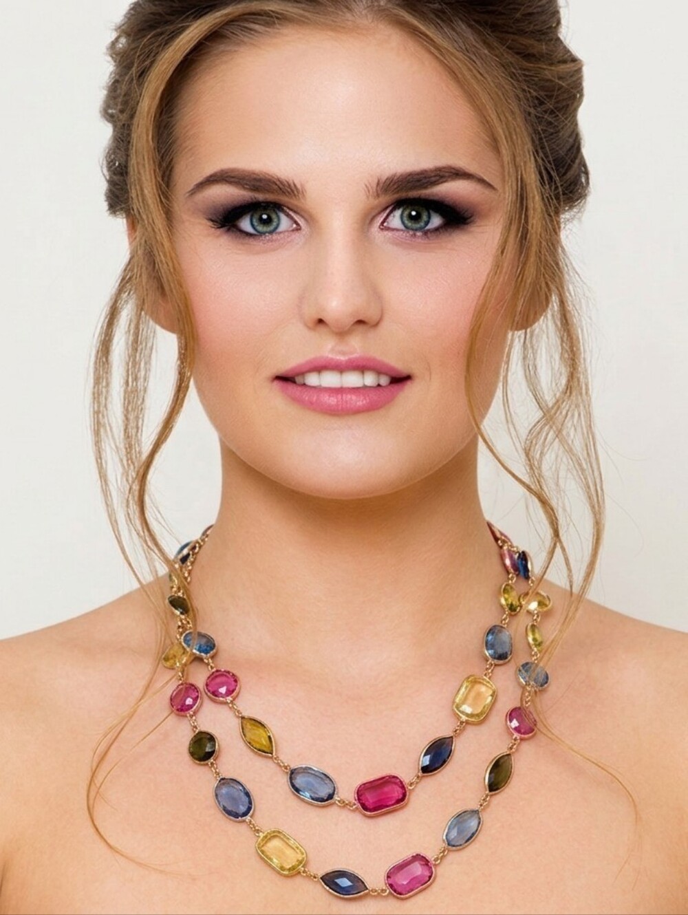 🌈▪️ House Of Harlow ▪️1960 Elegant Multicolor Gemstone 40" Necklace